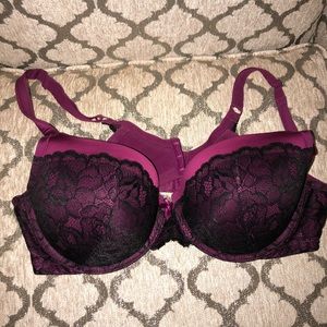 Pink lace push up bra